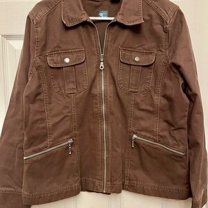 Brown Zip-Up Jacket with Pockets